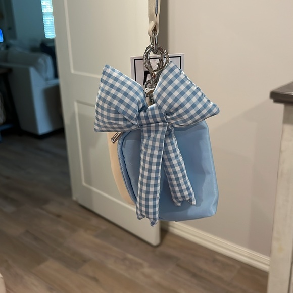 🎀Cute Blue Bow Double Wristlet Coin purse Keychain - Picture 5 of 16